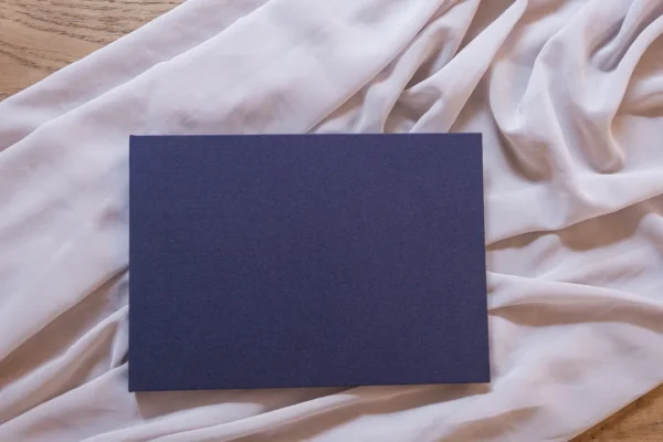 Luxe blauw trouwvideoboek linnen