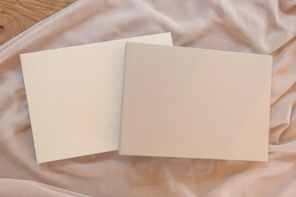 Trouwvideoboek linnen grijs